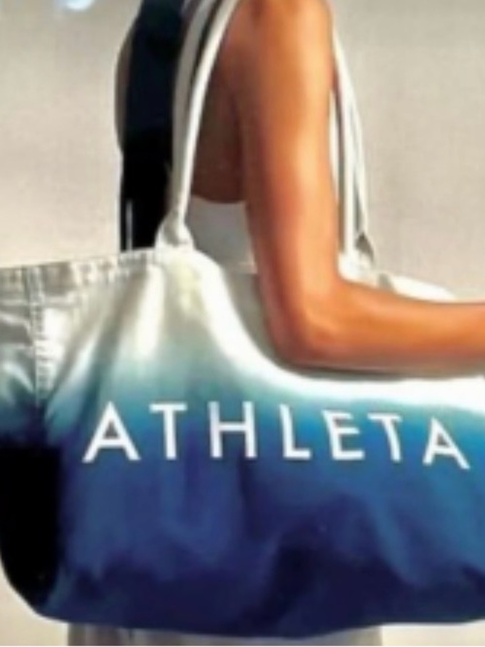 Athleta Blue and White Ombre Canvas Tote